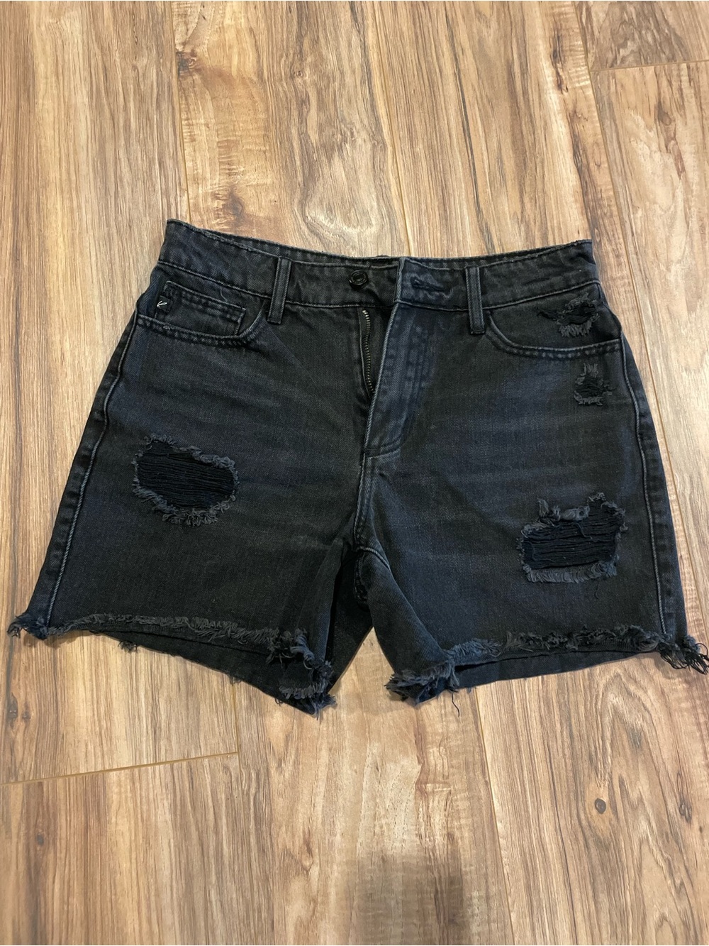 KanCan Distressed Black Denim Jean Shorts for Women